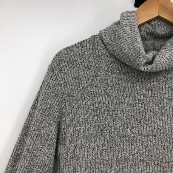 Anistar Grey Ribbed Knit Turtleneck long sleeve Mini Dress XS  NWT - Picture 11 of 14